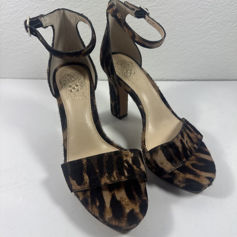 Vince Campton Sathina Leopard Print Platform Shoes Sz 6 Medium